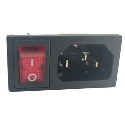 15A 250V panel montado IEC C14 enchufe de entrada con interruptor rocker de forma de barco