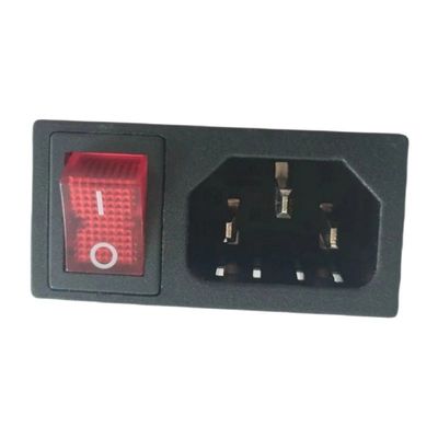15A 250V panel montado IEC C14 enchufe de entrada con interruptor rocker de forma de barco
