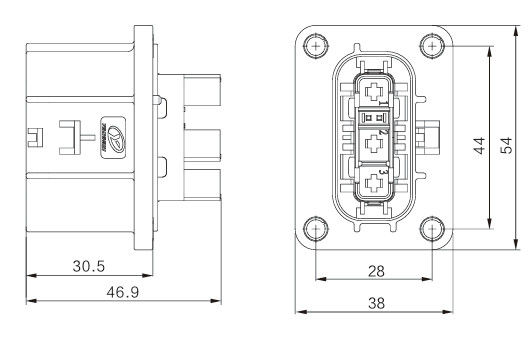 Neopower Conector de energía y señal automotriz de 3 pines de bloqueo seguro, 800V/16A, resistente al agua IP67, HVIL