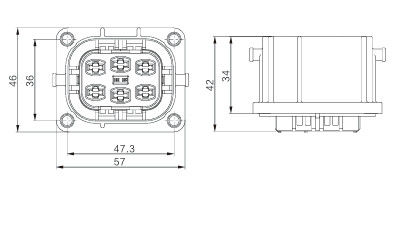 Neopower 6-Pin Alta tensión 1000V 35A Conector de energía y señal automotriz con blindaje de 360 °