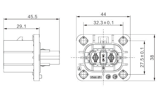 Neopower Conector eléctrico de alto rendimiento de 2 pines 1000V 40A con HVIL, Poka-Yoke y blindaje de 360 °