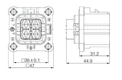Conector de alta tensión de 4 pines de Neopower 40A 1000V para aplicaciones eléctricas e industriales