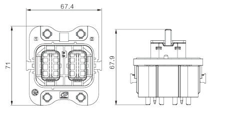 Conector de alta tensión de 2 pines de Neopower 220A 1000V con HVIL para batería de EV y PDU