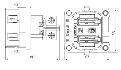 Neopower Conector de alimentación de alta corriente de 300A 1000V automotriz de 2 pines con HVIL para baterías y controladores de motores de EV