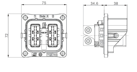 Conector de energía híbrida de alto voltaje de 2 pines de Neopower 400A 1000V con HVIL y blindaje de 360 °