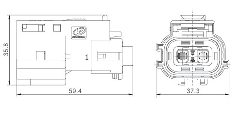 Conector híbrido de automóviles de 2 pines de Neopower 24A 800V con HVIL y blindaje de 360 °