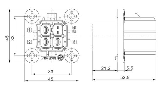 Neopower 800V 40A HVIL 2 + 1 conector de EV con pin