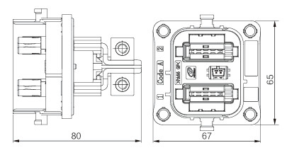 Neopower 2 Pin High Voltage Hybrid Power Connector 400A 1000V with HVIL and 360° Shielding