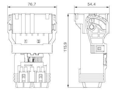 Neopower 2 Pin High Voltage Hybrid Power Connector 400A 1000V with HVIL and 360° Shielding